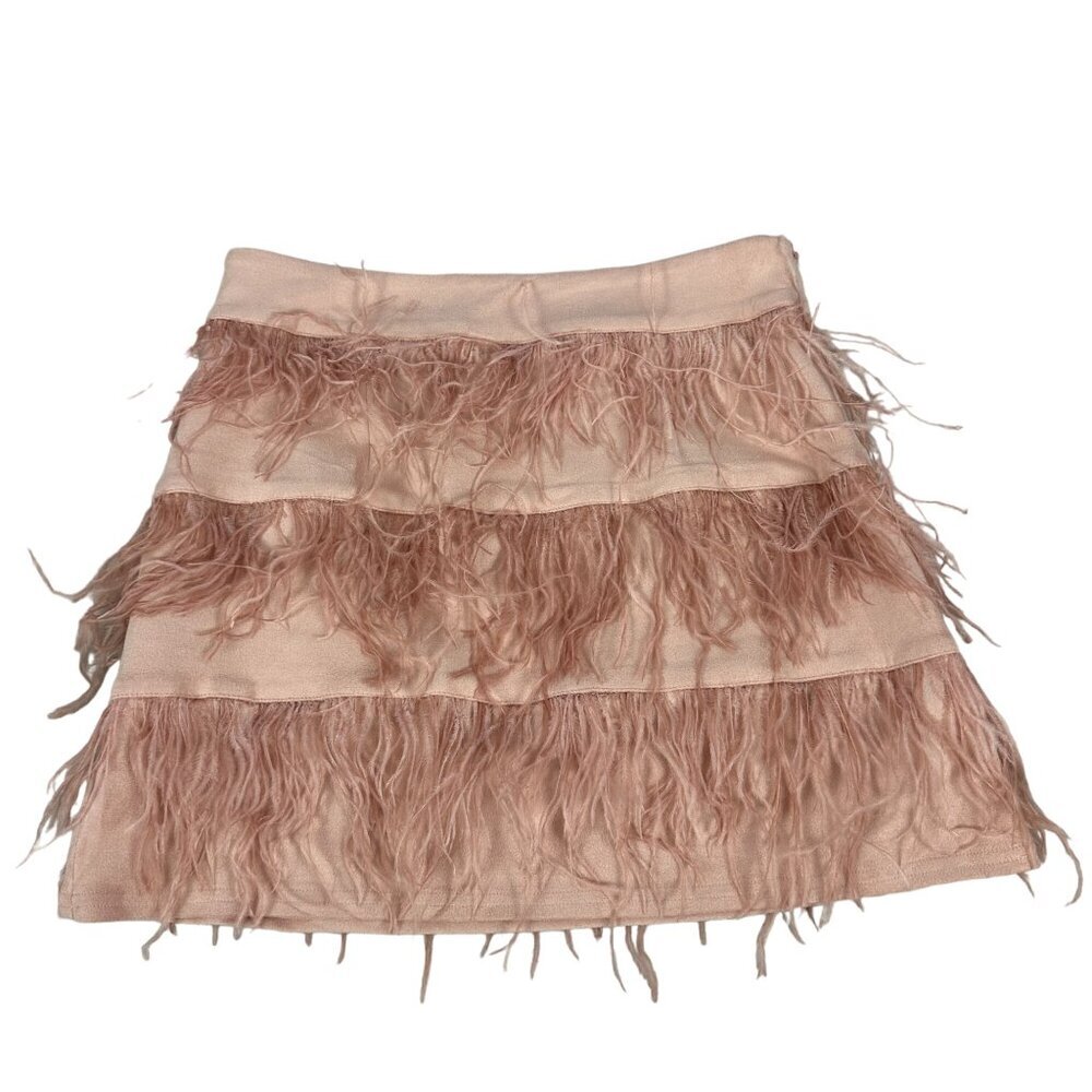 Blue B. Womens Collection Pink Fringed Mini Skirt Size S
